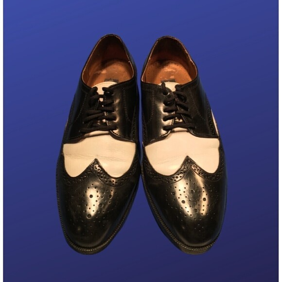 GIORGIO BRUTINI Brogue Wingtip Oxford, BLACK/WHITE, Men’s Size 9D, Pre-Owned,EUC - Picture 1 of 10